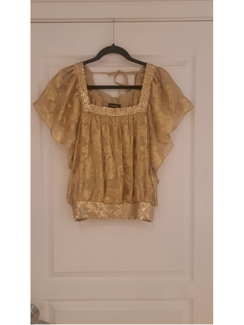 Women's Bebe Gold Sequin Blouse, Size XXS
